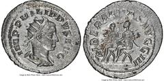 Ancients Roman Imperial Philip II, as Augustus (AD 247-249). AR antoninianus (24mm, 3.82 gm, 7h). NGC MS 5/5 - 2/5. Rome, AD 247-249. IMP PHILIPPVS AVG, radiate, draped and cuirassed bust of Philip II