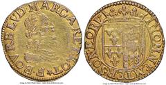 France Château-Regnault (Renaud). François de Bourbon & Louise Marguerite gold Florin d'Or ND (1605-1614) AU Details (Removed From Jewelry) NGC, KM20, Fr-114, PdA-6238 var. (punctuation), Boudeau-1825