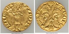 France Orange. Raymond V gold Florin d'Or ND (1340-1393) XF (Altered Surfaces), Fr-189 (listed under Raymond III and Raymond IV), Dup-2072. 20mm. 3.27gm. + • R • DI • G | P • AuRA, stylized lily / S •