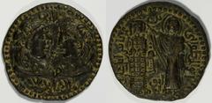 Artuqids of Mardin. Najam al-Din Alpi. 547-572/1152-1176. AE dirham (33 mm, 17.74 g, 12 h). Two diademed and draped male busts facing one another; dot between Arabic inscription "Najam al-Din / Malik 