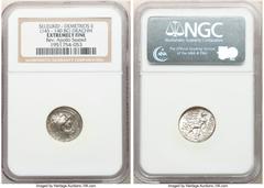 Ancients Greek SELEUCID KINGDOM. Demetrius II Nicator (146-138 BC). AR drachm (17mm, 1h). NGC XF. Antioch on the Orontes, Seleucid Era 168 (145/4 BC). Diademed head of Demetrius II right, diadem ends 