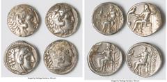 Ancients Ancient Lots ANCIENT LOTS. Greek. Macedonian Kingdom. Ca. 4th-3rd centuries. Lot of four (4) AR tetradrachms. Fine-VF. Includes: Four (4) Macedonian tetradrachms from various rulers and mints