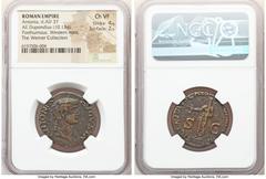 Ancients Roman Imperial Antonia Minor, mother of Claudius (died AD 37). AE dupondius (26mm, 10.13 gm, 1h). NGC Choice VF 4/5 - 2/5. Western mint, ca. AD 41-42. ANTONIA-AVGVSTA, draped bust of Antonia 