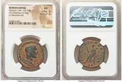 Ancients Roman Imperial Gordian I Africanus (March-April AD 238). AE sestertius (30mm, 22.20 gm, 12h). NGC VG 4/5 - 3/5. Rome, 1-22 AD April 238. IMP CAES M ANT GORDIANVS AFR AVG, laureate, draped, an
