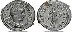 Ancients Roman Imperial Gordian III (AD 238-244). AR denarius (22mm, 6h). NGC AU. Rome, 4th issue, AD 241-243. IMP GORDIANVS PIVS FEL AVG, laureate, draped and cuirassed bust of Gordian III right, see