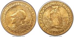 Commemorative Gold 1915-S $50 Panama-Pacific 50 Dollar Round MS64 PCGS. CAC. The 1915 Panama-Pacific International Exposition was held to celebrate the opening of the Panama Canal and the recovery of 