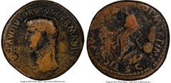 Ancients Roman Imperial Nero Claudius Drusus (died 9 BC). AE sestertius (35mm, 22.43 gm, 6h). NGC Fine 3/5 - 4/5. Rome, ca. AD 41-42. NERO•CLAVDIVS•DRVSVS•GERMANICVS•IMP, bare head of Nero Claudius Dr