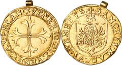 Venice. Francesco Venier gold Scudo d'Oro ND (1554-1556), FR-1454, VF, ex-jewelry with ring clasp on top, a rare type, seldom offered from this Doge who only ruled three years, ornate cross, reverse V