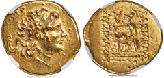 Ancients Greek PONTIC KINGDOM. Mithradates VI Eupator (120-63 BC). AV stater (21mm, 8.25 gm, 11h). NGC Choice XF 5/5 - 2/5, light graffiti. Issue of Tomis, in name and types of Lysimachus of Thrace, 8