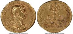 Ancients Roman Imperial Trajan (AD 98-117). AV aureus (19mm, 7.15 gm, 7h). NGC Choice VF 5/5 - 4/5. Rome, AD 116. IMP CAES NER TRAIAN OPTIM AVG GER DAC PARTHICO, laureate, draped and cuirassed bust of
