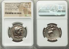 Ancients Greek MACEDONIAN KINGDOM. Alexander III the Great (336-323 BC). AR tetradrachm (29mm, 17.08 gm, 12h). NGC Choice VF 5/5 - 4/5. Posthumous issue of uncertain mint (Side?), ca. 323-317 BC. Head