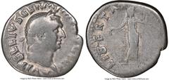 Ancients Roman Imperial Vitellius (late April-20 December AD 69). AR denarius (18mm, 5h). NGC Fine. Rome. A VITELLIVS GERM IMP AVG TR P, laureate head of Vitellius right / LIBERTAS-RESTITVTA, Libertas