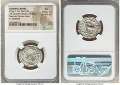 Ancients Roman Imperial Philip I (AD 244-249). AR antoninianus (23mm, 5.57 gm, 6h). NGC AU 4/5 - 4/5. Rome, 6th officina, AD 248. IMP PHILIPPVS AVG, radiate, draped and cuirassed bust of Philip I righ