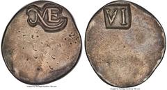 Colonials (1652) New England Sixpence, Salmon 1-A, XF45 NGC. Noe 1-A, W-10, R.7. 33.8 grains. Punch alignment: 180º. An extraordinary example of this foundational American coinage, arguably the finest