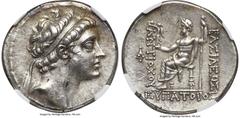 Ancients Greek SELEUCID KINGDOM. Antiochus V Eupator (164-162 BC). AR tetradrachm (30mm, 16.78 gm, 11h). NGC Choice XF 5/5 - 4/5. Antioch on the Orontes. Diademed head of Antiochus V right, diadem end