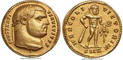 Ancients Roman Imperial Constantius I Chlorus, as Augustus (AD 305-306). AV aureus (20mm, 5.34 gm, 6h). XF, repaired. Nicomedia, AD 305-306. CONSTANTI-VS AVGVSTVS, laureate head of Constantius I right