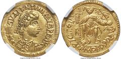 Ancients Roman Imperial VISIGOTHS. Gaul. Euric or Alaric II (ca. AD 470-475/507). AV solidus (21mm, 4.20 gm, 6h). NGC Choice AU S 5/5 - 4/5. Third series, posthumous issue in the name of Valentinian I