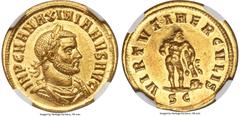 Ancients Roman Imperial Maximian, First Reign (AD 286-310). AV aureus (20mm, 5.33 gm, 12h). NGC MS 5/5 - 4/5. Antioch or Cyzicus, AD 286-287. IMP C M A MAXIMIANVS AVG, laureate, draped, and cuirassed 