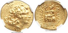Ancients Greek PONTIC KINGDOM. Mithradates VI Eupator (120-63 BC). AV stater (20mm, 8.26 gm, 11h). NGC MS 5/5 - 4/5. Late posthumous issue in name and types of Lysimachus of Thrace, Tomis, period of t