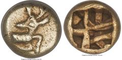 Ancients Greek IONIA. Ephesus. Phanes (ca. 625-600 BC). EL 1/12 stater or hemihecte (7mm, 1.15 gm). NGC VF 5/5 - 4/5. Forepart of stag right, head reverted / Abstract geometric pattern within incuse s