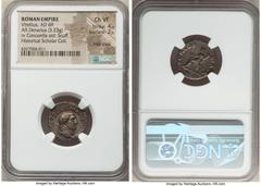 Ancients Roman Imperial Vitellius (late April-20 December AD 69). AR denarius (19mm, 3.23 gm, 7h). NGC Choice VF 4/5 - 2/5, edge chips, scuff. Rome, July-December AD 69. A VITELLIVS GERMAN IMP TR P, l