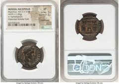 Ancients Roman Provincial MOESIA INFERIOR. Nicopolis ad Istrum. Macrinus (AD 217-218). AE (25mm, 11.02 gm, 6h). NGC XF 5/5 - 3/5, repatinated. Agrippa, magistrate. ΑΥ Κ ΟΠΠΕΛ CΕΥ-ΗΡΟC ΜΑΚΡΙΝΟC, laurea