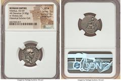 Ancients Roman Imperial Vitellius (late April-20 December AD 69). AR denarius (20mm, 3.50 gm, 6h). NGC XF S 5/5 - 5/5, Fine Style. Rome, April-December AD 69. A VITELLIVS GERMANICVS IMP, bare head of 