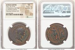 Ancients Roman Imperial Titus, as Augustus (AD 79-81). AE sestertius (34mm, 24.96 gm, 11h). NGC VG 4/5 - 3/5. Uncertain Balkan or Thracian mint, AD 80-81. IMP T CAES DIVI VESP F AVG P M TR P P P COS V