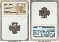 Ancients Roman Imperial Otho (January-April AD 69). AR denarius (18mm, 3.06 gm, 6h). NGC Fine 5/5 - 2/5. Rome. IMP M OTHO CAESAR AVG TR P, bare, bewigged head of Otho right / SECV-RI-TAS P R, Securita