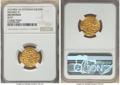 Islamic Dynasties Ottoman Empire Ottoman Empire. Mehmed III (AH 1003-1012 / AD 1595-1603) gold Sultani AH 1003 (AD 1595/1596) AU Details (Bent) NGC, Halab mint (in Syria). 3.46gm. HID05401242017 © 202