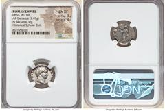 Ancients Roman Imperial Otho (January-April AD 69). AR denarius (17mm, 3.47 gm, 6h). NGC Choice XF 3/5 - 4/5. Rome. IMP M OTHO CAESAR AVG TR P, bare, bewigged head of Otho right / SECVRI-TAS P R, Secu