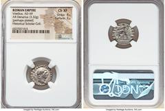 Ancients Roman Imperial Vitellius (late April-20 December AD 69). AR denarius (17mm, 3.32 gm, 6h). NGC Choice XF 4/5 - 3/5. Rome, July-December AD 69. A VITELLIVS GERM IMP AVG TR P, laureate head of V
