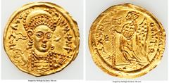 Ancients Byzantine LOCAL ISSUES. Silk Road Region. Ca. 5th-8th centuries AD. AV tremissis (17mm, 1.02 gm, 6h). XF. Indian, Chinese, or Turkish issue imitating a gold solidus of Anastasius I. D N TASO-