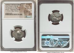 Ancients Roman Republic Julius Caesar, as Dictator Perpetuo (February-March 44 BC), with Publius Sepullius Macer, as Moneyer. AR denarius (20mm, 3.76 gm, 4h). NGC Choice AU 4/5 - 4/5, flan flaw. Rome,