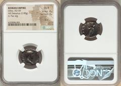 Ancients Roman Imperial Otho (January-April AD 69). AR denarius (19mm, 2.90 gm, 7h). NGC Choice Fine 4/5 - 3/5, scuff. Rome. IMP M OTHO CAESAR AVG TR P, bare, bewigged head of Otho right / PAX ORBIS T