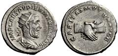 ROMAN COINS COINS OF THE ROMAN EMPIRE Pupienus, 238. Antoninianus (Silber) 238, Rom. Drapierte Büste mit Strahlenbinde // Handschlag. BMC 87; Coh. 3; RIC 10b. 4.88 g. Sehr schön