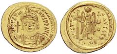 BYZANTINE COINS BYZANZ Iustinianus I., 527-565. Solidus (Gold) Konstantinopel. 2. Offizin. Sear 140. 4.50 g. Gold. Überprägungsspuren, ansonsten vorzüglich