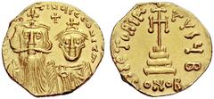 BYZANTINE COINS BYZANZ Constans II., 641-668 und Constantinus IV. Solidus (Gold) 654/659, Constantinopolis, 2. Offizin. DOC 25b; Sear 959. 4.01 g. Gold. Vorzüglich