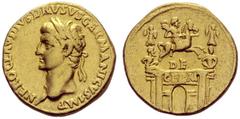 RÖMISCHE MÜNZEN KAISERZEIT NERO CLAUDIUS DRUSUS, Vater des Claudius, † 9 v. Chr. Aureus, postum unter seinem Sohn Claudius , Lugdunum , 41-42. NERO CLAVDIVS DRVSVS GERMANICVS IMP Kopf des Drusus maior
