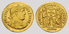 COINS OF THE ROMAN EMPIRE Jovianus, 363-364. Solidus 363/364, Antiochia. 4.50 g. D N IOVIANVS PF P AVG. Pearl-diademed, draped and cuirassed bust right // SECVRITA SREI PVBLICAE. Roma and Constantinop