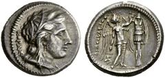 ANTIKE GRIECHISCHE MÜNZEN SIZILIEN SYRAKUS Tetradrachmon, 305-295. KOΡAΣ Kopf der Kore mit Ährenkranz n. r., das Haar lang in den Nacken fallend; sie ist mit einem länglichen Ohranhänger geschmückt. R
