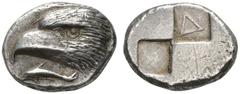 CLASSICAL COINS PAPHLAGONIA SINOPE Drachm, about 425-410 BC. AR 6.11 g. Head of eagle l., below, dolphin l. Rev. Two plain and two incuse lozenges, in the upper incuse lozenge, D. SNG von Aulock 6835v
