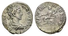 COINS OF THE ROMAN EMPIRE Commodus, 177-192. Denarius 179-180, Rome. 3.30 g. L AVREL COMMODVS AVG. Laureate cuirassed bust right // TR P V IMP III COS P P. Fortuna seated left with rudder and cornucop