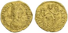 ROMAN COINS IMPERIAL COINAGE VALENTINIANUS III, 425-455. Solidus, Milan , 430-455. AV 4.37 g. DN PLA VALENTI - NIANVS PF AVG Draped, cuirassed bust r. with rosette diadem. Rev. VICTORI - A AVGGG / M -