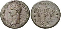 ROMAN COINS IMPERIAL COINAGE. CALIGULA, 37-41. Sestertius with his sisters, 37-38. AE 28.03 g. C.CAESAR.AVG.GERMANICVS. PON.M.TR.POT Laureate head l. Rev. AGRIPPINA -DRVSILLA - IVLIA The three sisters