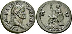 ROMAN COINS THE CIVIL WARS. THE GALBA COLLECTION. GALBA, AD 68-69. Sestertius, June - August 68. AE 24.99 g. SER GALBA IMP - CAES AVG Laureate, draped bust r. Rev. ROMA / S - C Roma, wearing long dres