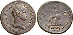 ROMAN COINS THE CIVIL WARS. THE GALBA COLLECTION. GALBA, AD 68-69. Sestertius, June - August 68. AE 27.46 g. SER GALBA IMP - CAES AVG TR P Draped bust r., crowned with oak. Rev. ROMA / S - C Roma, wea