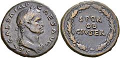 ROMAN COINS THE CIVIL WARS. THE GALBA COLLECTION. GALBA, AD 68-69. Sestertius, June - August 68. AE 26.42 g. SER GALBA IMP - CAES AVG Laureate, draped bust r. Rev. SPQR / OB / CIV SER within oak wreat