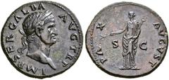 ROMAN COINS THE CIVIL WARS. THE GALBA COLLECTION. GALBA, AD 68-69. Dupondius, June - August 68. AE 15.24 g. IMP SER GALBA - AVG TR P Laureate head r. Rev. PA-X - AVGVST / S - C Pax, wearing long dress
