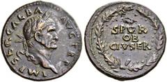 ROMAN COINS THE CIVIL WARS. THE GALBA COLLECTION. GALBA, AD 68-69. Dupondius, June - August 68. AE 13.10 g. IMP SER GALBA - AVG TR P Laureate head r. Rv. SPQR / OB / CIV SER in three lines, all within